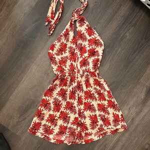 Topshop Red and Cream Floral Dress